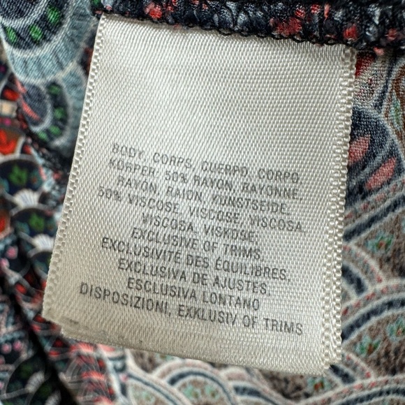 Anthropologie Maeve Size Small Monaco Empire Fan Peacock Print Boho Dress - Picture 5 of 9